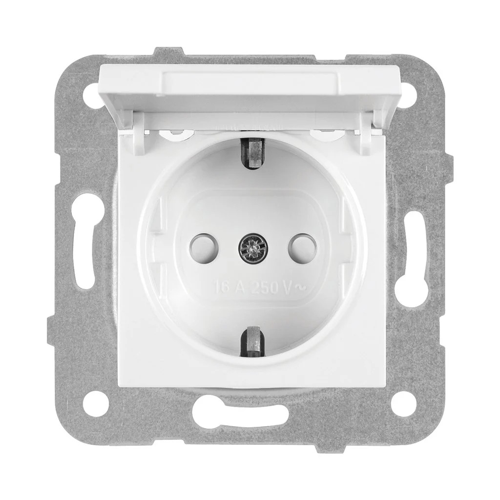 Viko 90967012 Karre/Meridian Beyaz Kapaklı Topraklı Priz Mekanizma