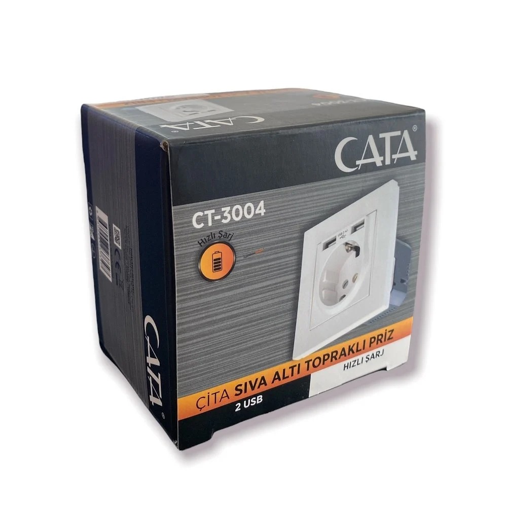 Cata Ct-3004 Çift Usb'li Topraklı Priz Hızlı Şarj