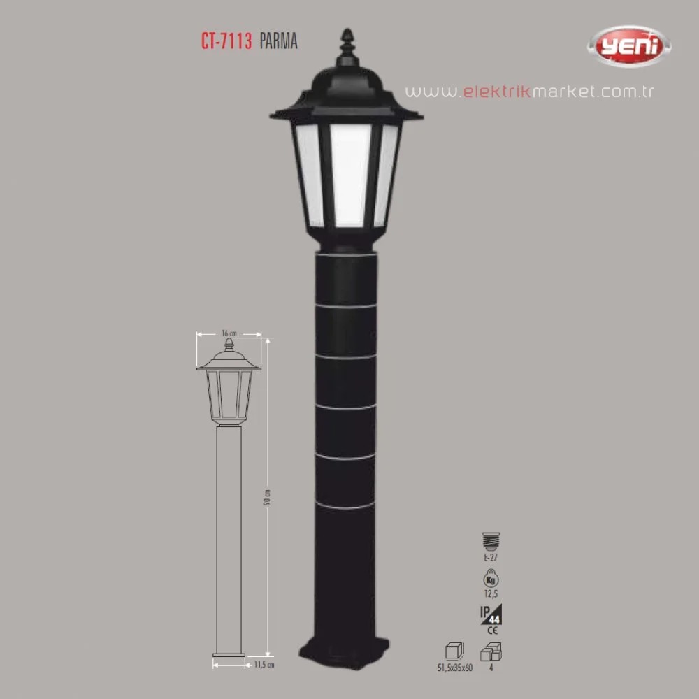Cata CT-7113 90cm Siyah Parma Bahçe Set Üstü Fener